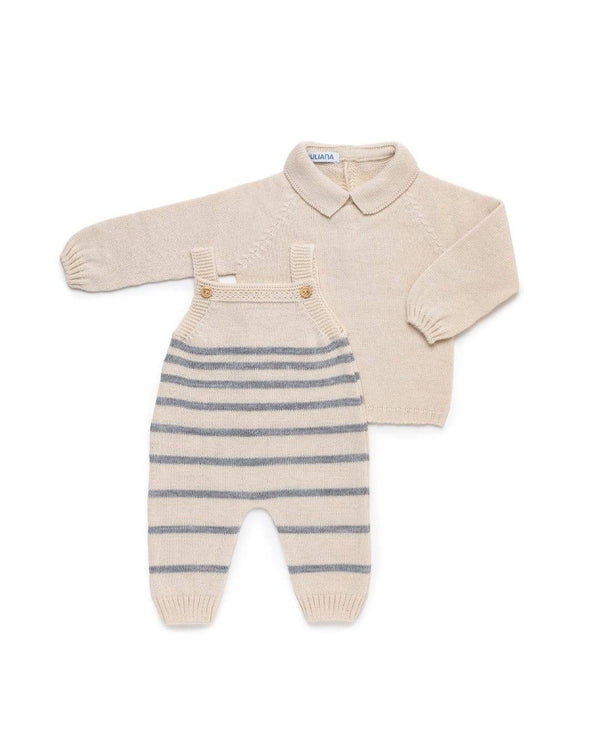 Completo salopette bimbo righe