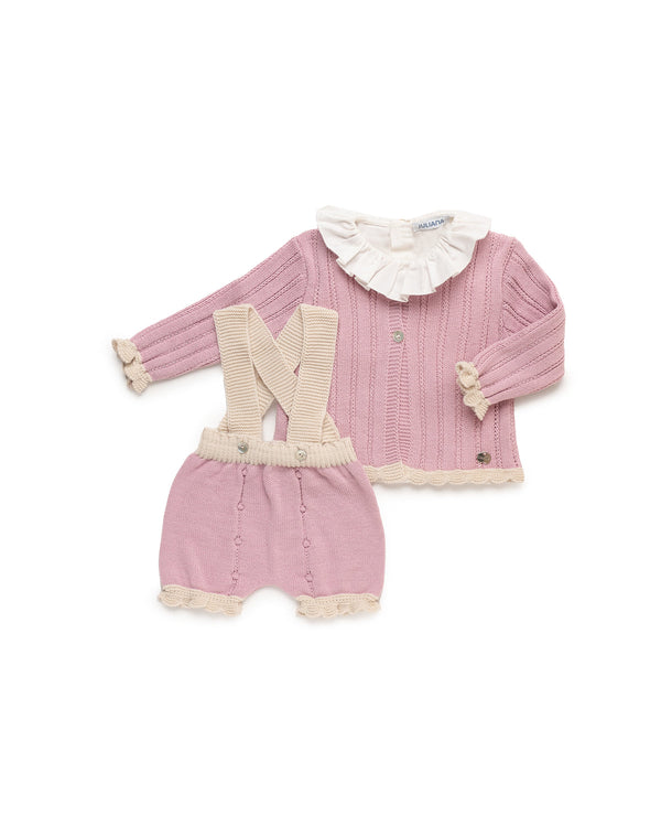 Completo salopette camicia e cardigan