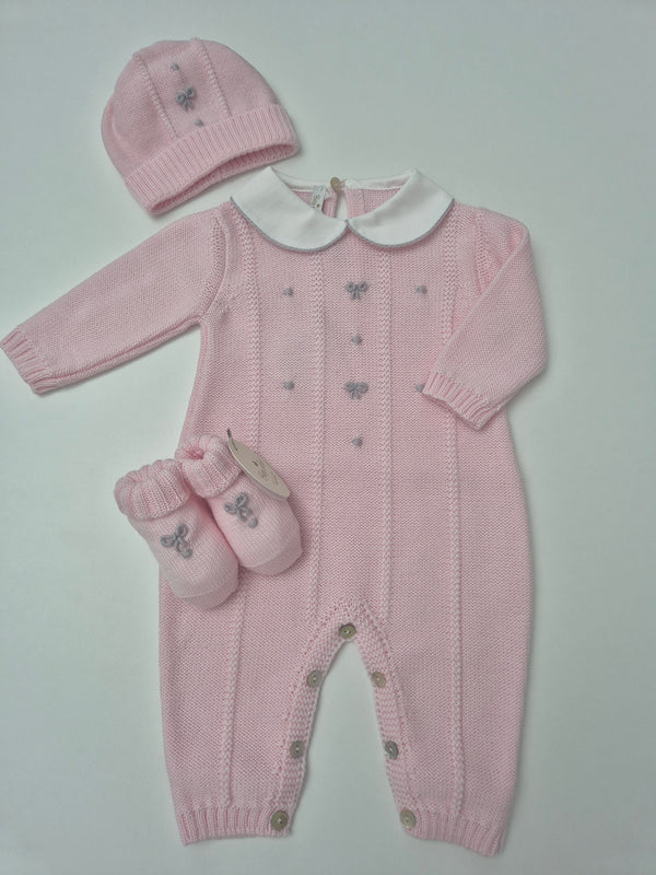 Tutina in pura lana fiocchetti con cappellino e babbucce