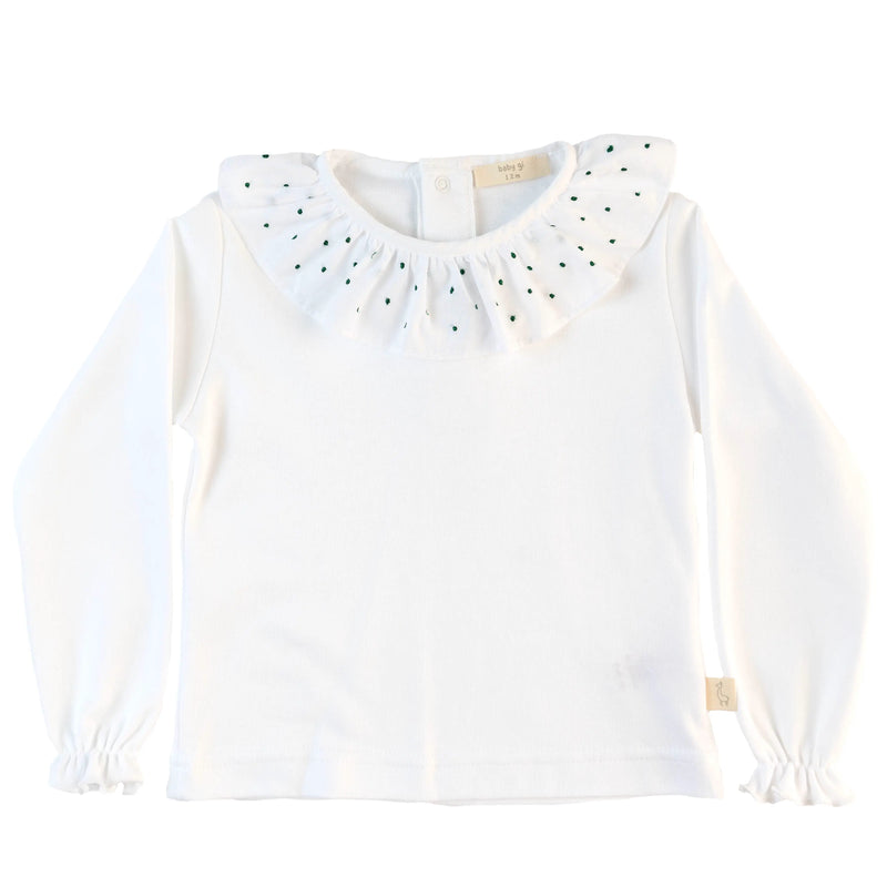 Polo con collo rouche pois vari colori