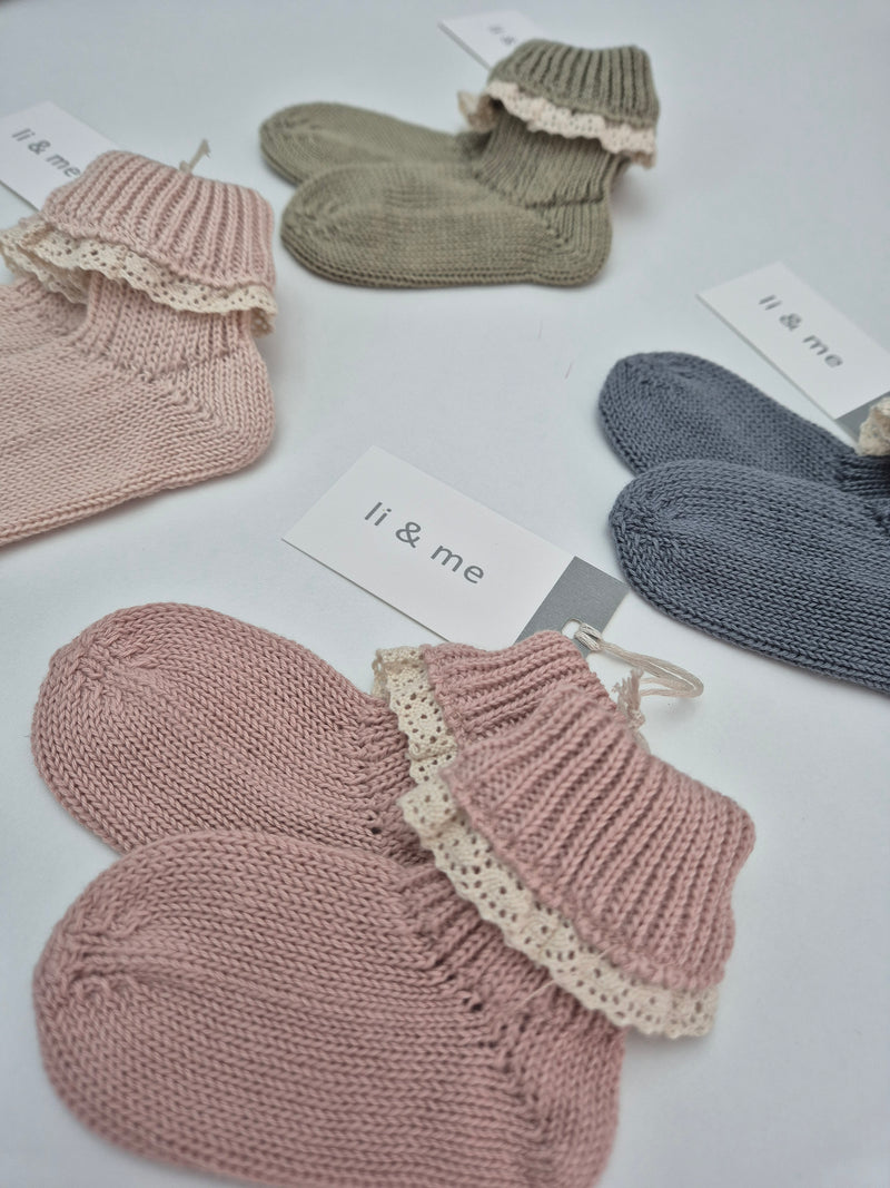 Babbucce con merletto in cotone organico vari colori
