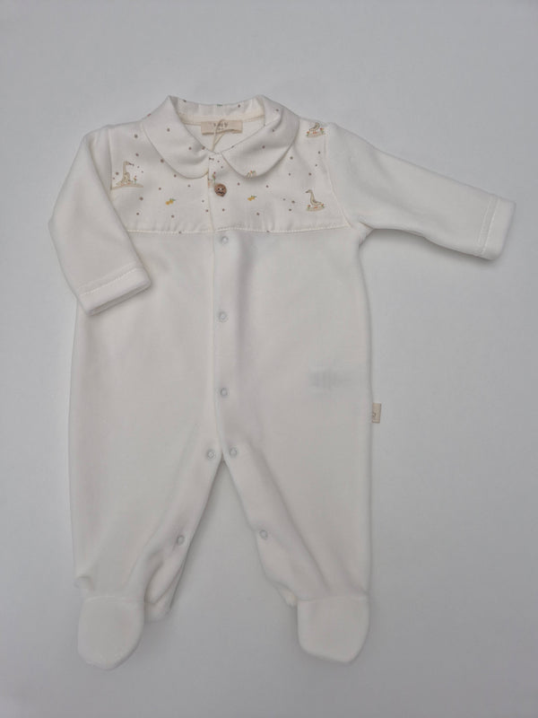 Tutina in ciniglia e cotone interlock paperelle
