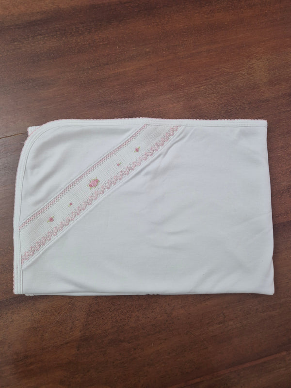 Coperta punto smock in cotone roselline
