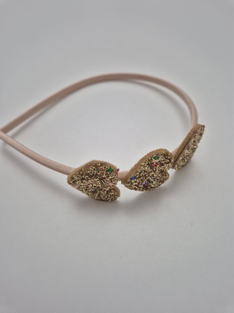 Cerchietto con 3 cuoricini glitterati vari colori