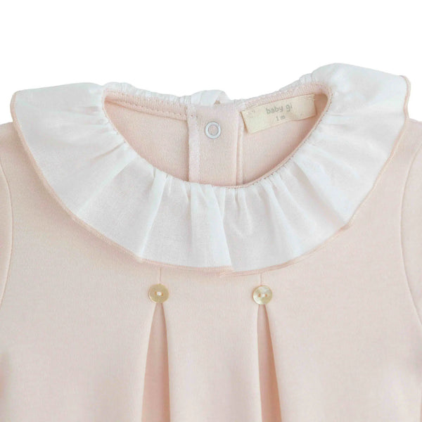Tutina in cotone con collo rouche