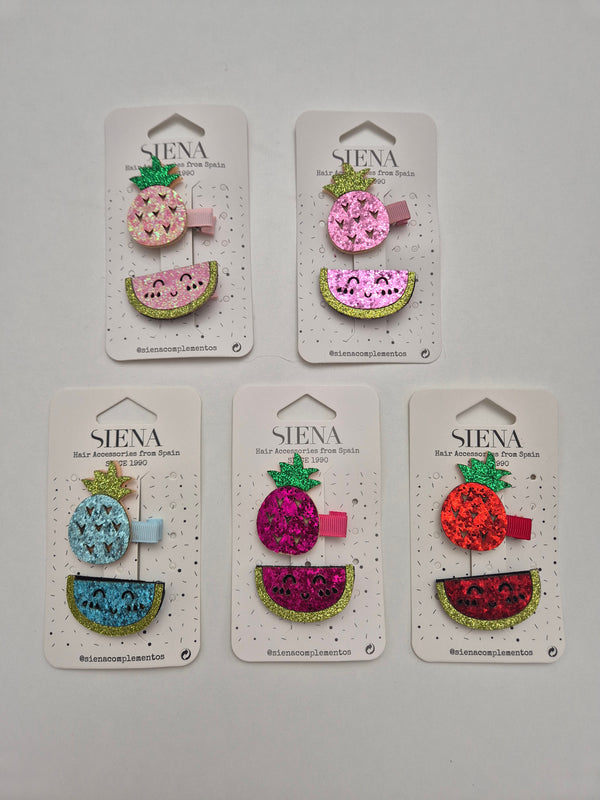 Confezione 2 mollette a pinza frutta vari colori