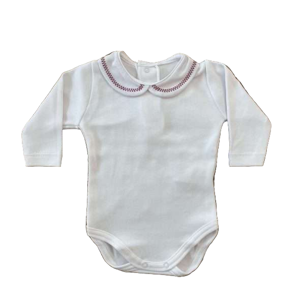 Body in caldo cotone con colletto ricamato vari colori