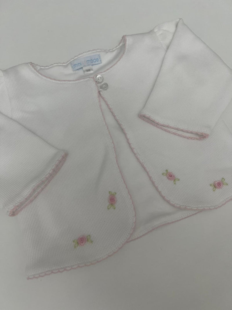 Cardigan in cotone pima con roselline