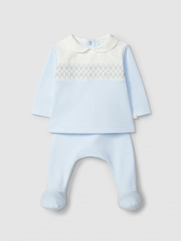 Completo 2 pezzi in cotone interlock e punto smock