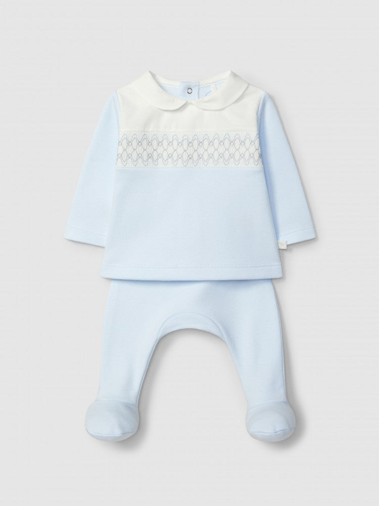 Completo 2 pezzi in cotone interlock e punto smock