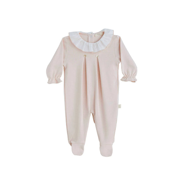 Tutina in cotone con collo rouche