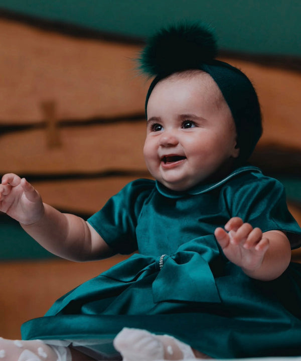 Abito elegante in velluto con fiocco