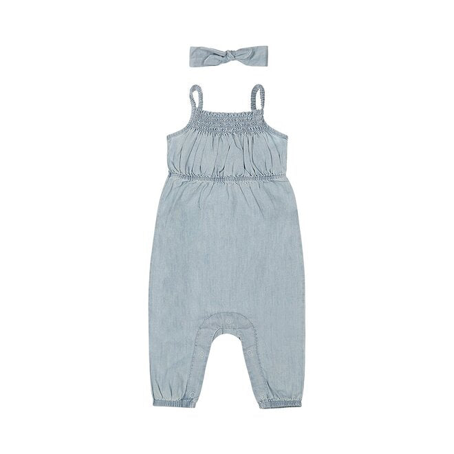 Salopette con fascia in jeans