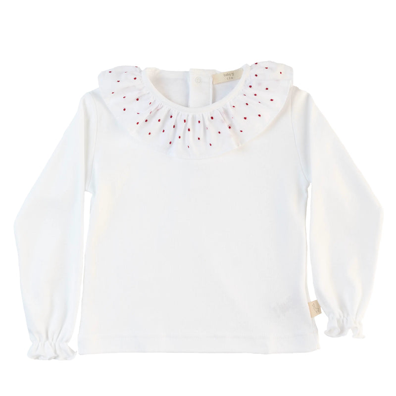 Polo con collo rouche pois vari colori